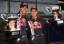 Mark Webber and Sebastian Vettel celebrate Red Bull's first ever 1-2