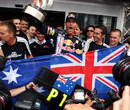 Mark Webber celebrates his maiden grand prix victory