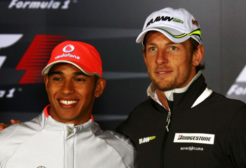 Lewis Hamilton with Jenson Button