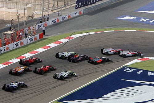 First corner action in Bahrain