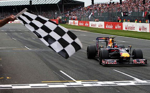 Sebastian  Vettel takes victory for Red Bull in Britain
