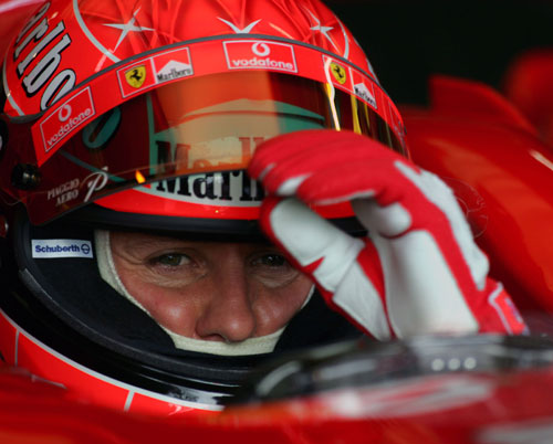 Michael Schumacher gets ready to hit the track