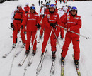 Felipe Massa, Fernando Alonso and Giancarlo Fisichella skiing in Italy