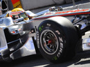 Lewis Hamilton heads down the pit lane