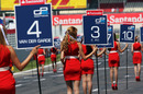 Grid girls head out for the start of the GP2 race