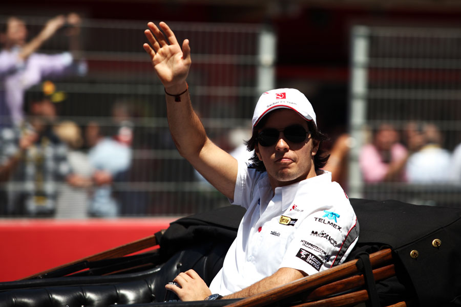 Sergio Perez on the drivers' parade