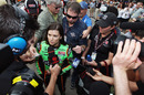 Danica Patrick talks to the media after qualifying for the Indianapolis 500