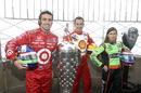 Dario Franchitti, Helio Castroneves and Danica Patrick on top of the Empire State Building as part of the build-up to the centenary Indianapolis 500