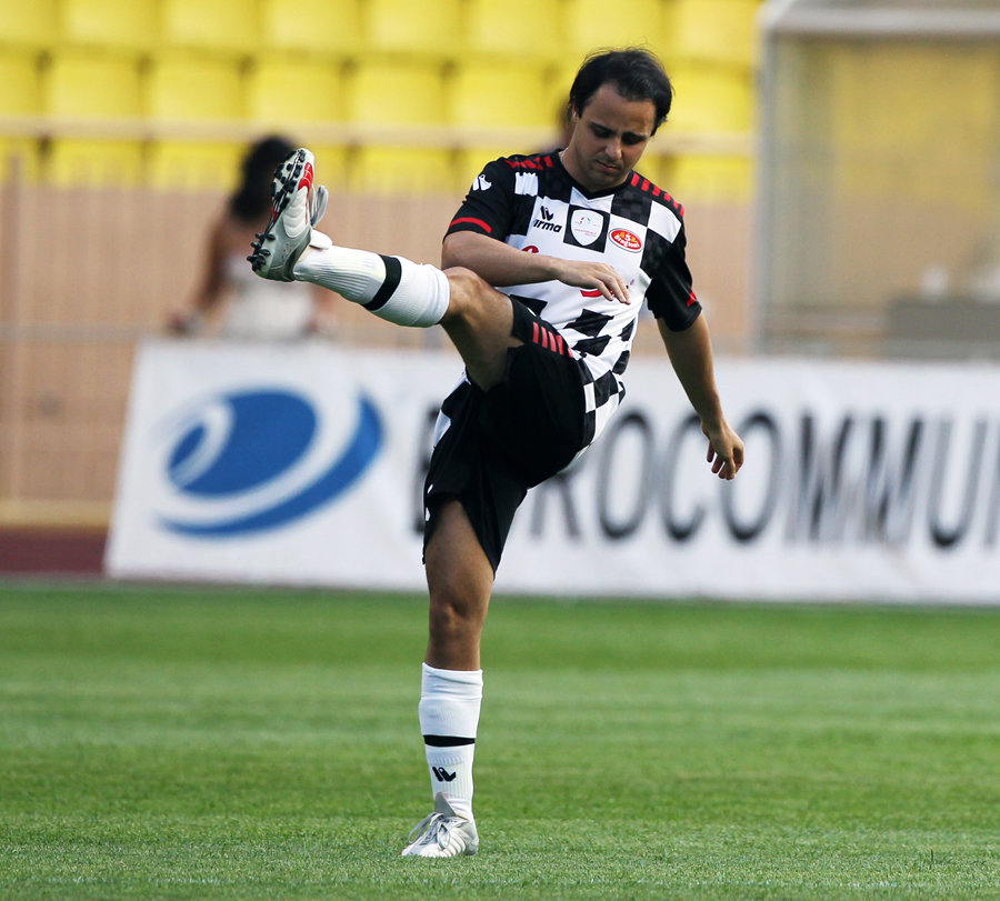 Felipe Massa in action during a charity football match in Monaco