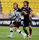 Fernando Alonso in action during a charity football match in Monaco