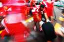 Ferrari mechanics practise pit stops