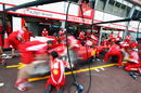Ferrari mechanics practise pit stops