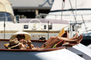 Girls relax on a boat in the Monaco harbour