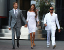 Lewis Hamilton joins Jenson Button and Jessica Michibata on the way to the Amber Lounge Fashion Event in Monaco on Friday night