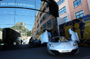 McLaren shows off its new MP4-12C outside its motorhome in the Monaco paddock