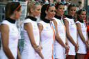 Tag Heuer grid girls line up before the start of the race