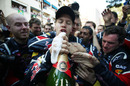 Sebastian Vettel celebrates his first victory in Monaco