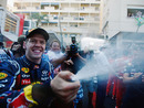 Sebastian Vettel celebrates in style after winning in Monaco