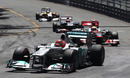 Michael Schumacher leads Lewis Hamilton in the early stages