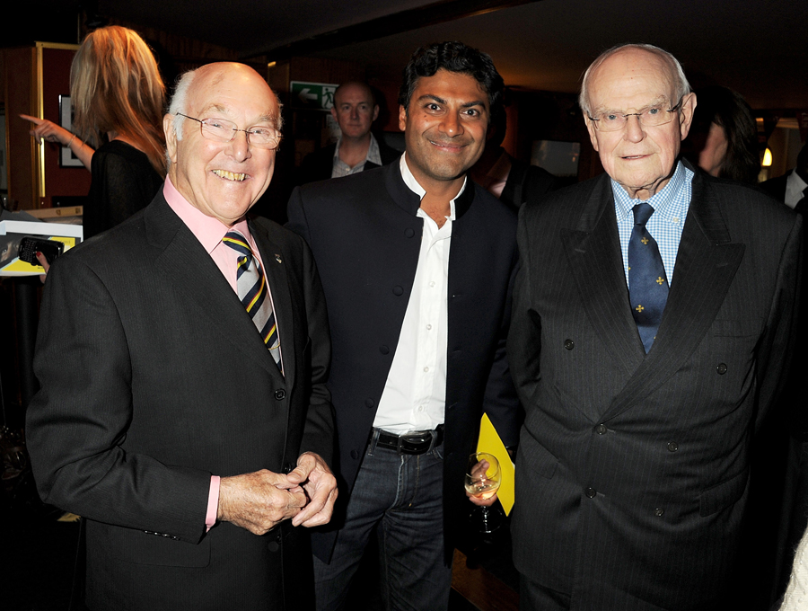 Murray Walker, writer Manish Pandey and Professor Sid Watkins attend the UK Premiere of <I>Senna</I>