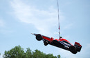 Jerome d'Ambrosio's Virgin is lifted away after his accident in second practice