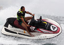 Tonio Liuzzi banks hard on a jetski off the coast of Valencia