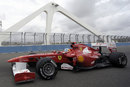 Fernando Alonso crosses the bridge