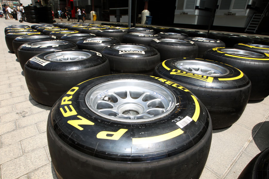 Tyres in the Valencia paddock