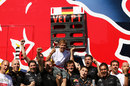 Sebastian Vettel celebrates victory in Valencia
