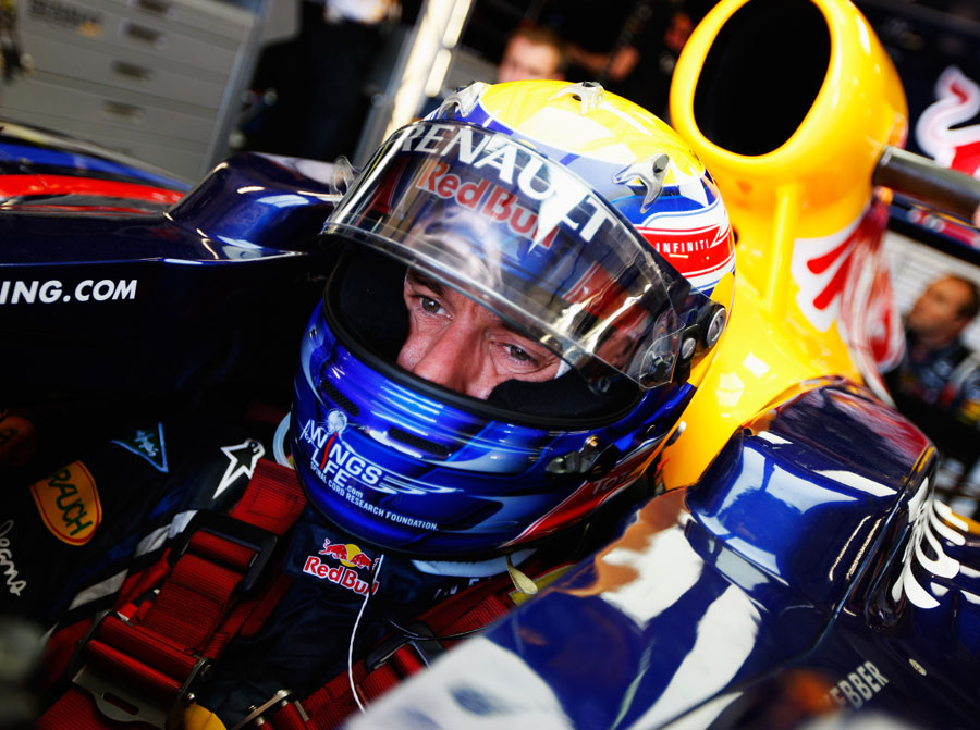Mark Webber in the cockpit of the Red Bull