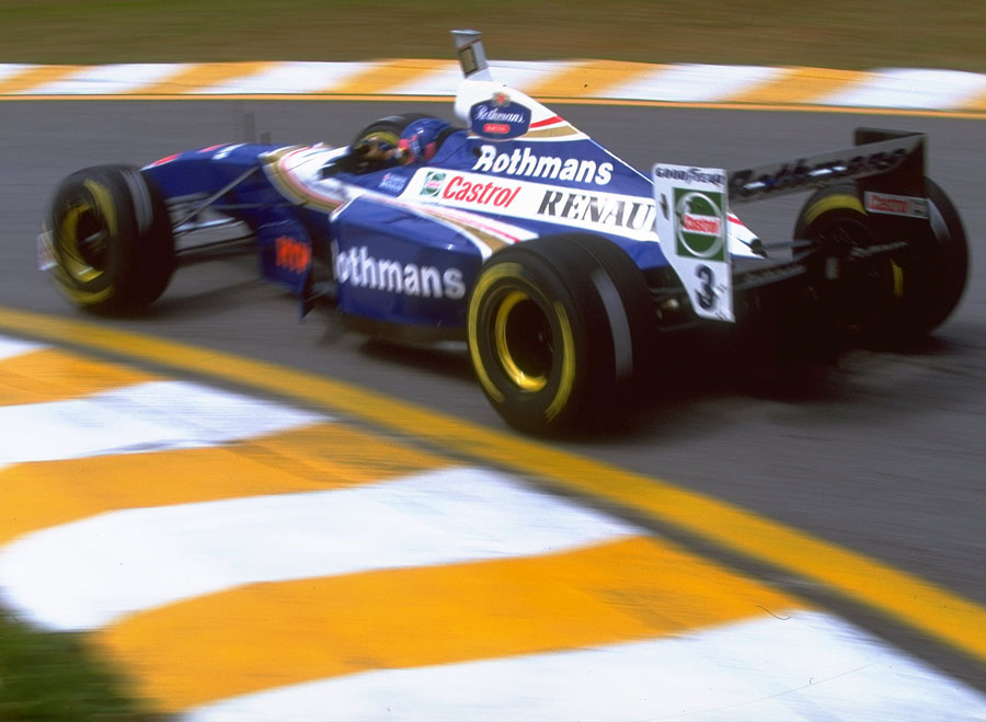 Jacques Villeneuve leaves the pits in his Williams