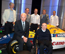 Williams drivers old and current join Bernard Rey and Sir Frank Williams at the announcement of a new Renault engine deal