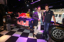Christian Horner and Mark Webber at the launch of a Red Bull racing shoe at Harrods