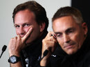 Christian Horner and Martin Whitmarsh disagree over exhaust regulations in the press conference