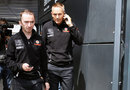 McLaren's Paddy Lowe and Martin Whitmarsh leave race control after a meeting of the Technical Working Group about exhaust blown diffusers