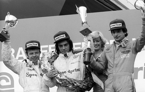 The podium for the International Formula 3 race in Austria won by Gianfranco Brancatelli 