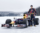 Sebastien Buemi drove a Red Bull on a frozen lake