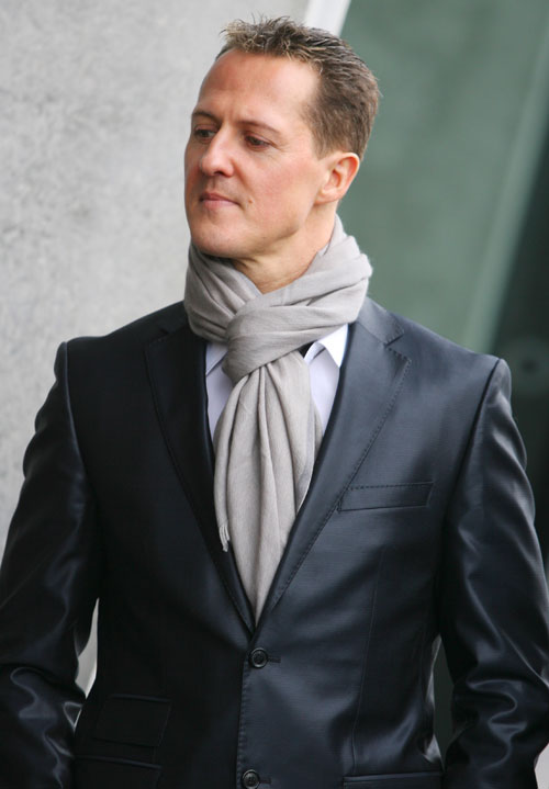 Michael Schumacher arrives in Stuttgart for the Mercedes GP launch