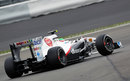 Sergio Perez completes a run on medium tyres