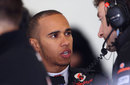 Lewis Hamilton talks to his McLaren engineers