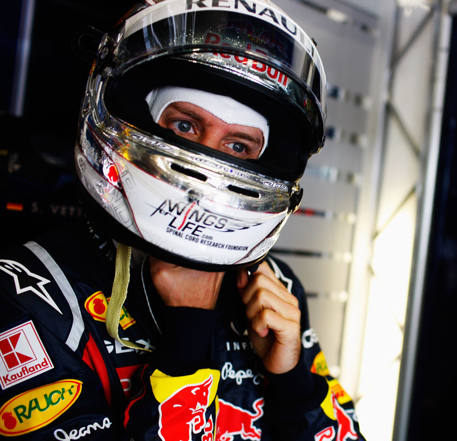 Sebastian Vettel prepares for qualifying