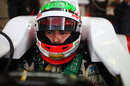Sergio Perez in the cockpit of the Sauber