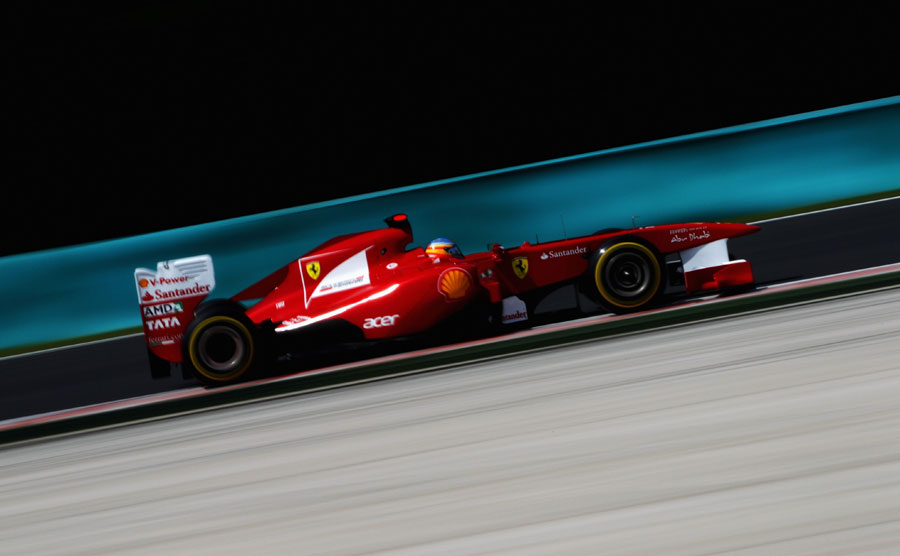 Fernando Alonso at speed in the Ferrari