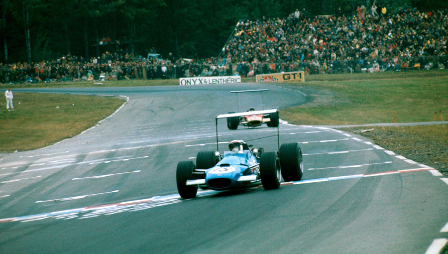 Jackie Stewart leads from Graham Hill