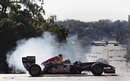 David Coulthard puts the Red Bull show car through its paces in front of the Texas Capitol building in Austin