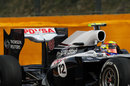 Pastor Maldonado's Williams sporting a new rear wing for Spa