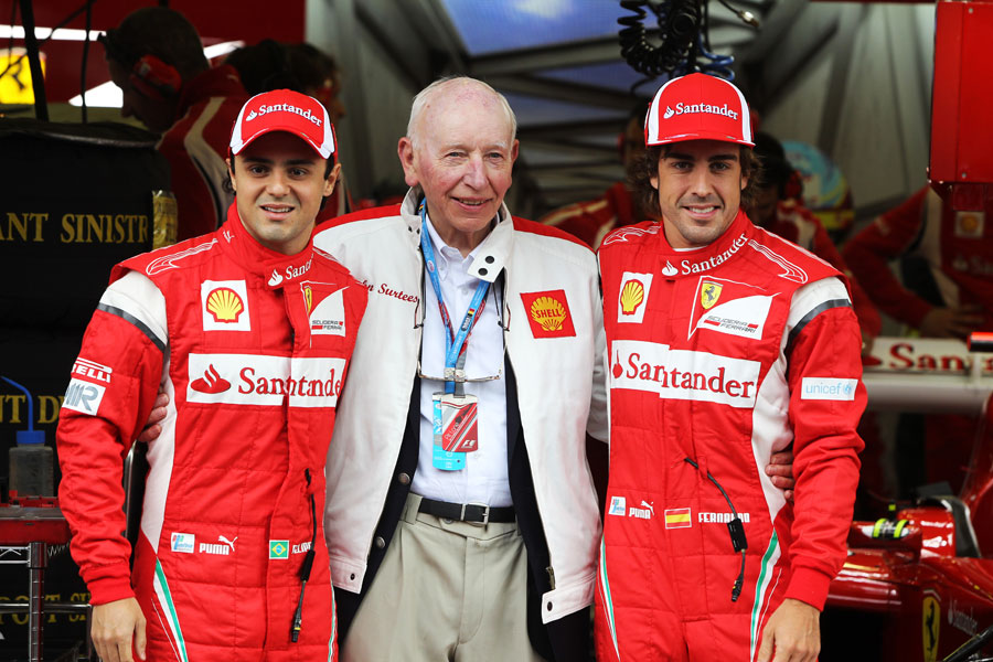 John Surtees with Felipe Massa and Fernando Alonso on Saturday morning