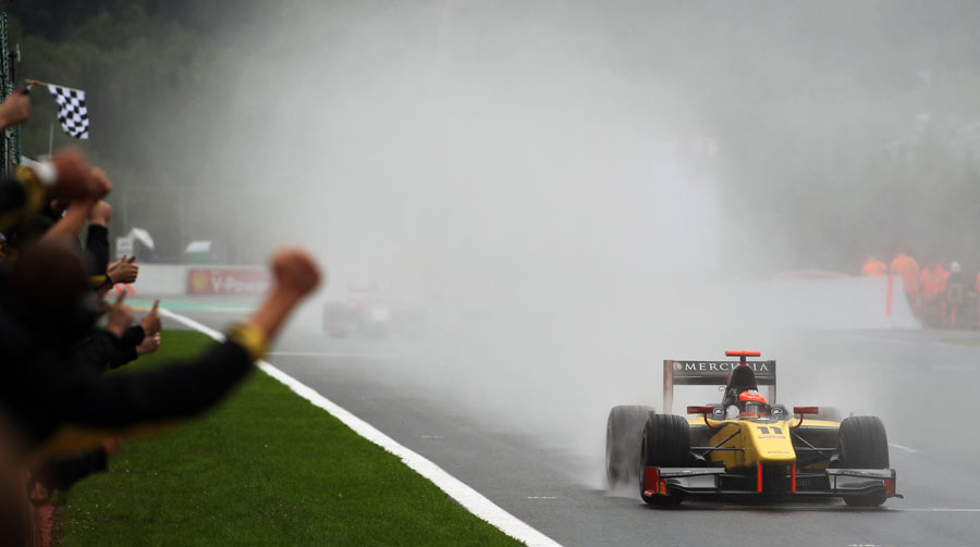 Romain Grosjean takes third place to secure the GP2 title 