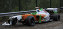 The remains of Adrian Sutil's Force India after his crash in Qualifying 