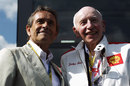 Former F1 drivers Jacky Ickx and John Surtees, the 1964 world champion, at Spa for the Belgian Grand Prix